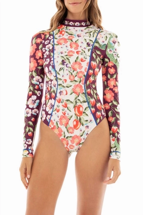 Mei One Piece Swimsuit In Red Floral Swim Womens - ruched swimwear outlet