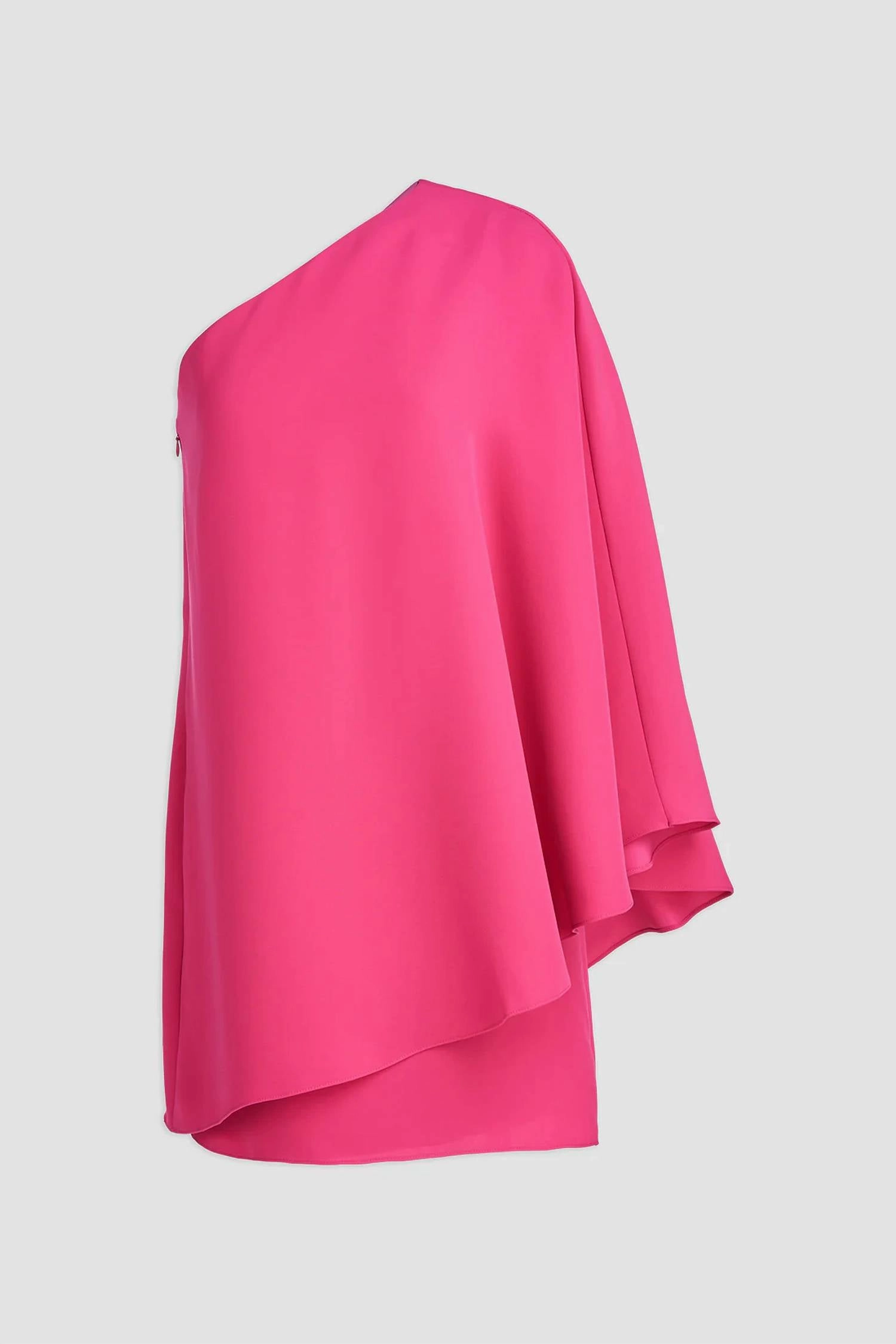 Melina Asymmetric Cape Dress In Magenta