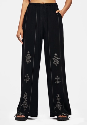 Merrymount Embroidered Wide Leg Trouser Bottoms Womens - women's jeans sale