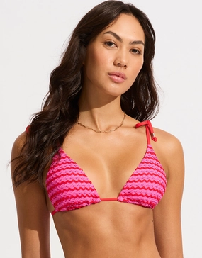 Mesh Effect Slide Tri Bikini Top - Chilli Red Seafolly - Seafolly bikinis sale