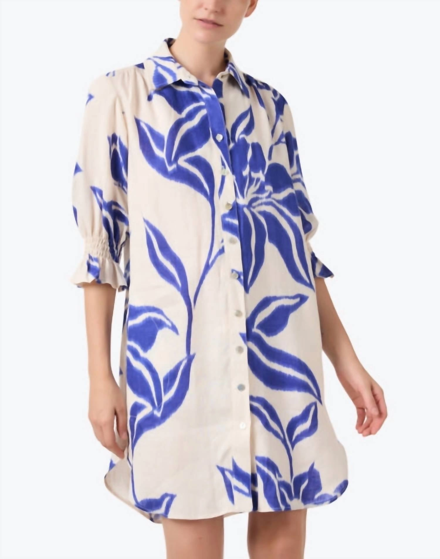 Miller Batik Print Dress In Natural/blue