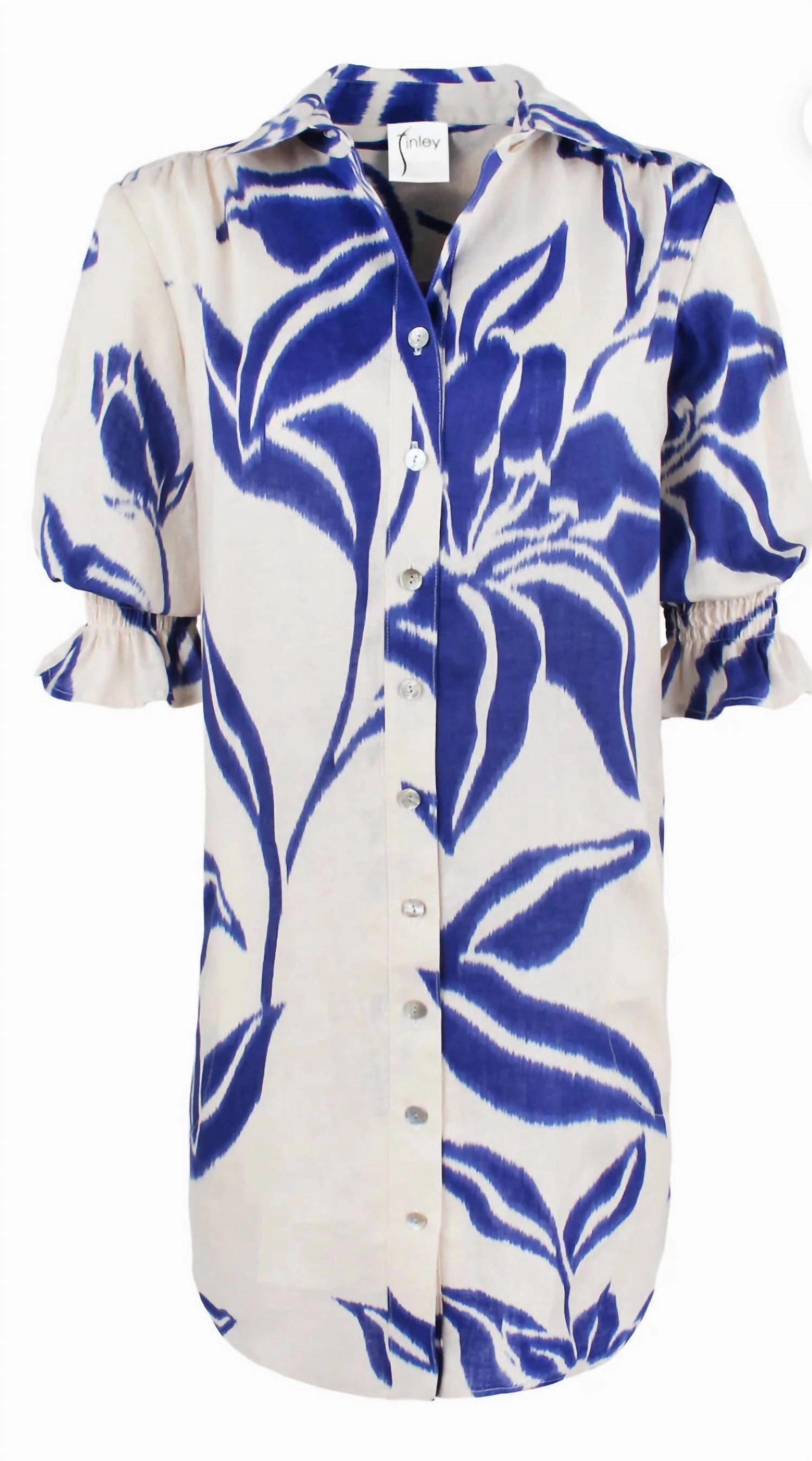 Miller Batik Print Dress In Natural/blue