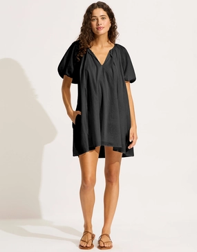 Mini Babydoll Beach Dress - Black Seafolly - Seafolly bikinis sale