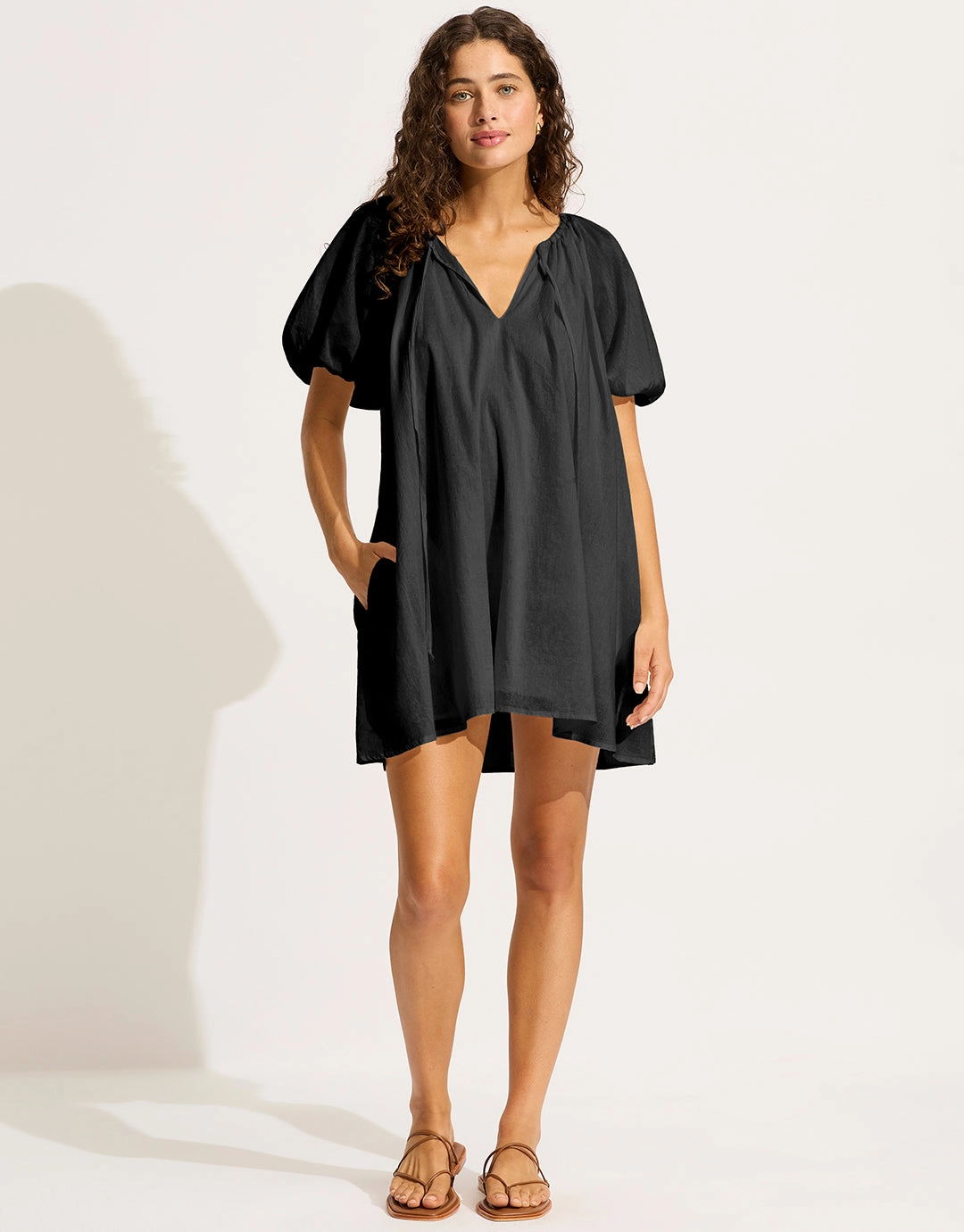Mini Babydoll Beach Dress - Black Seafolly - Seafolly bikinis sale