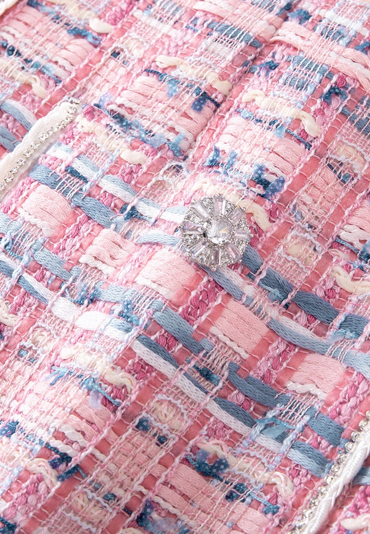 Mixed-tweed Slim-fit Crystal-detail Dress