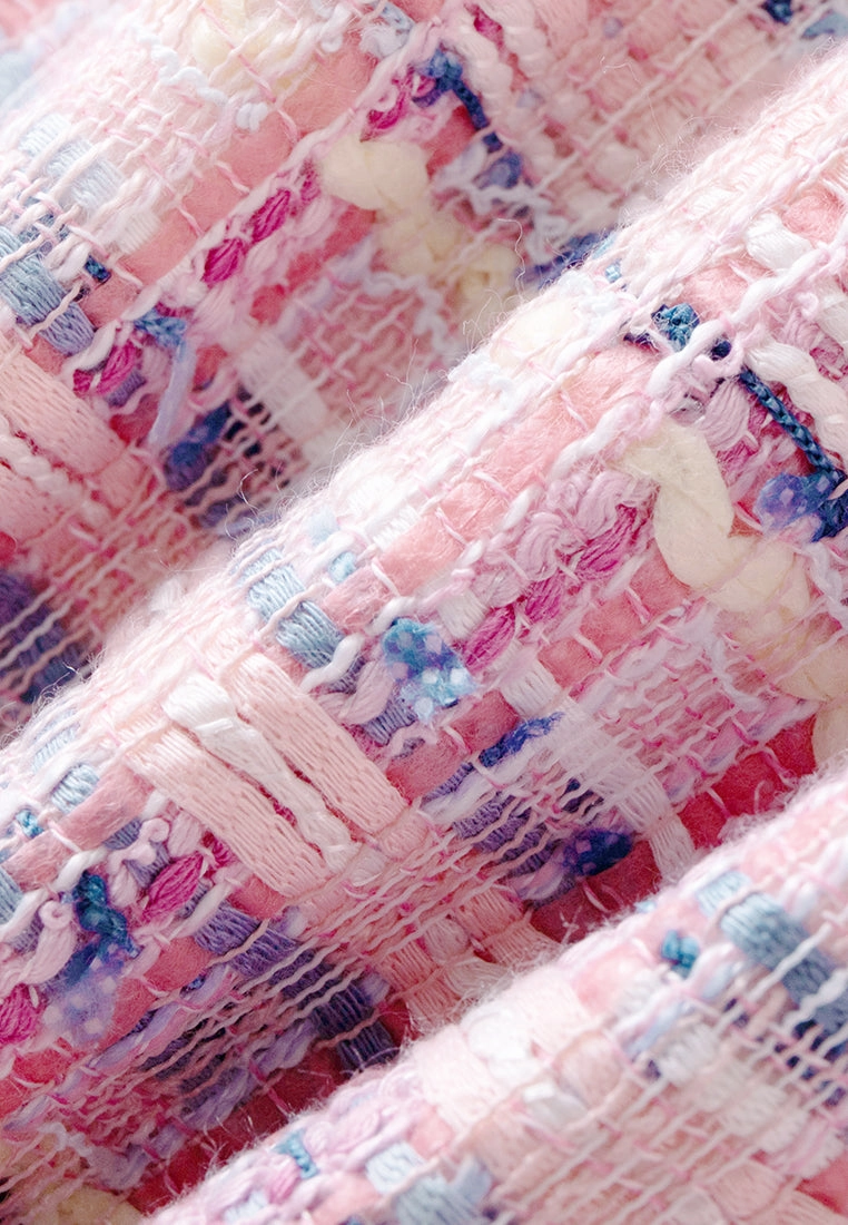 Mixed-tweed Slim-fit Crystal-detail Dress