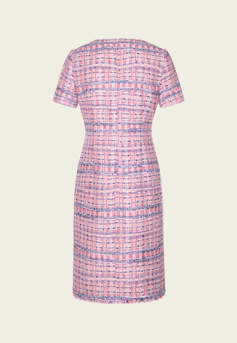 Mixed-tweed Slim-fit Crystal-detail Dress