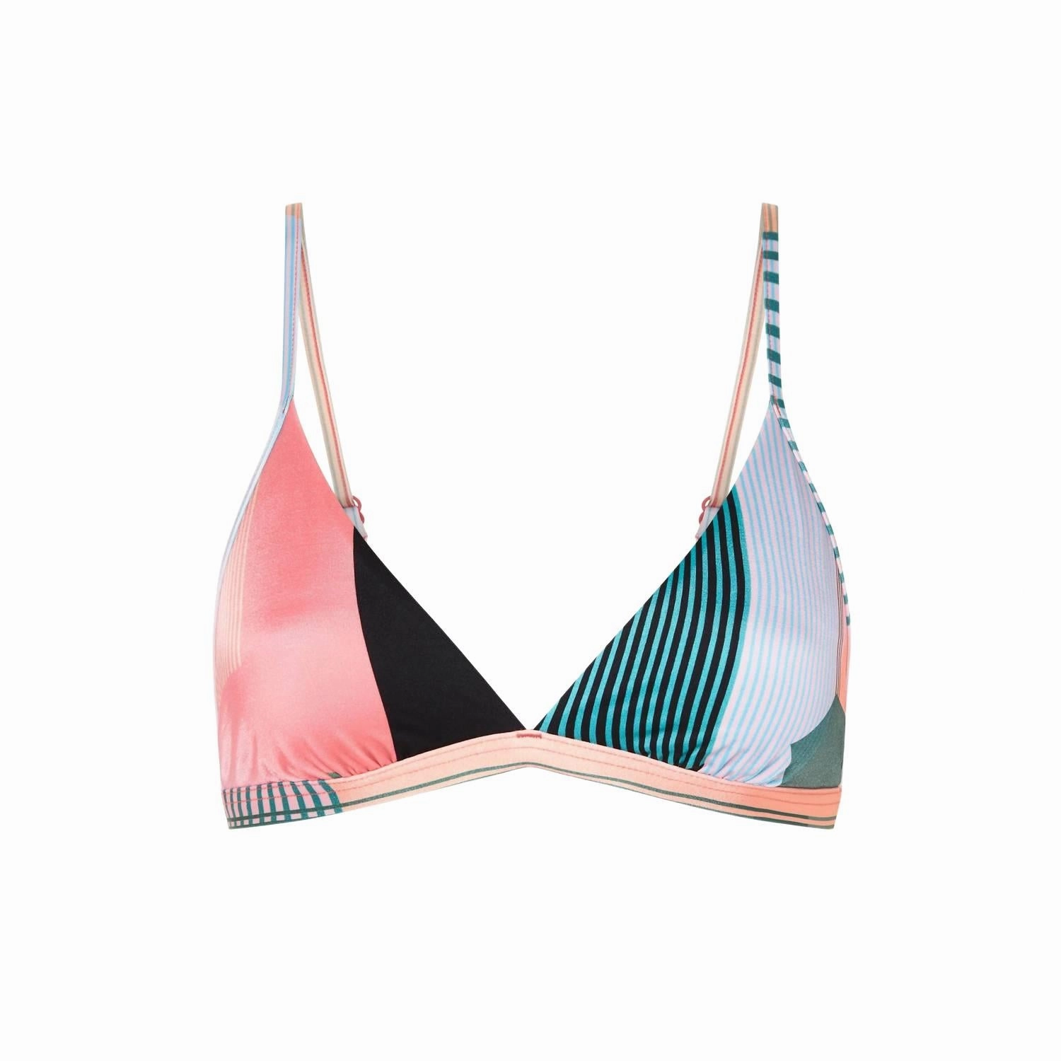 Modern Art Fixed Tri Bra Bikini Top In Dalia