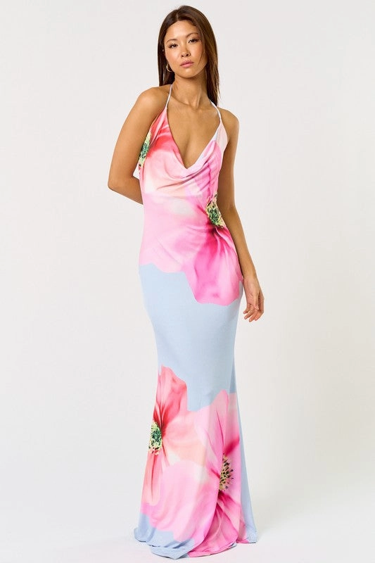 Montecito Floral Halter Maxi Dress