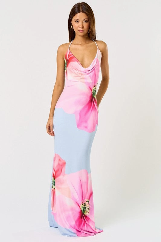 Montecito Floral Halter Maxi Dress