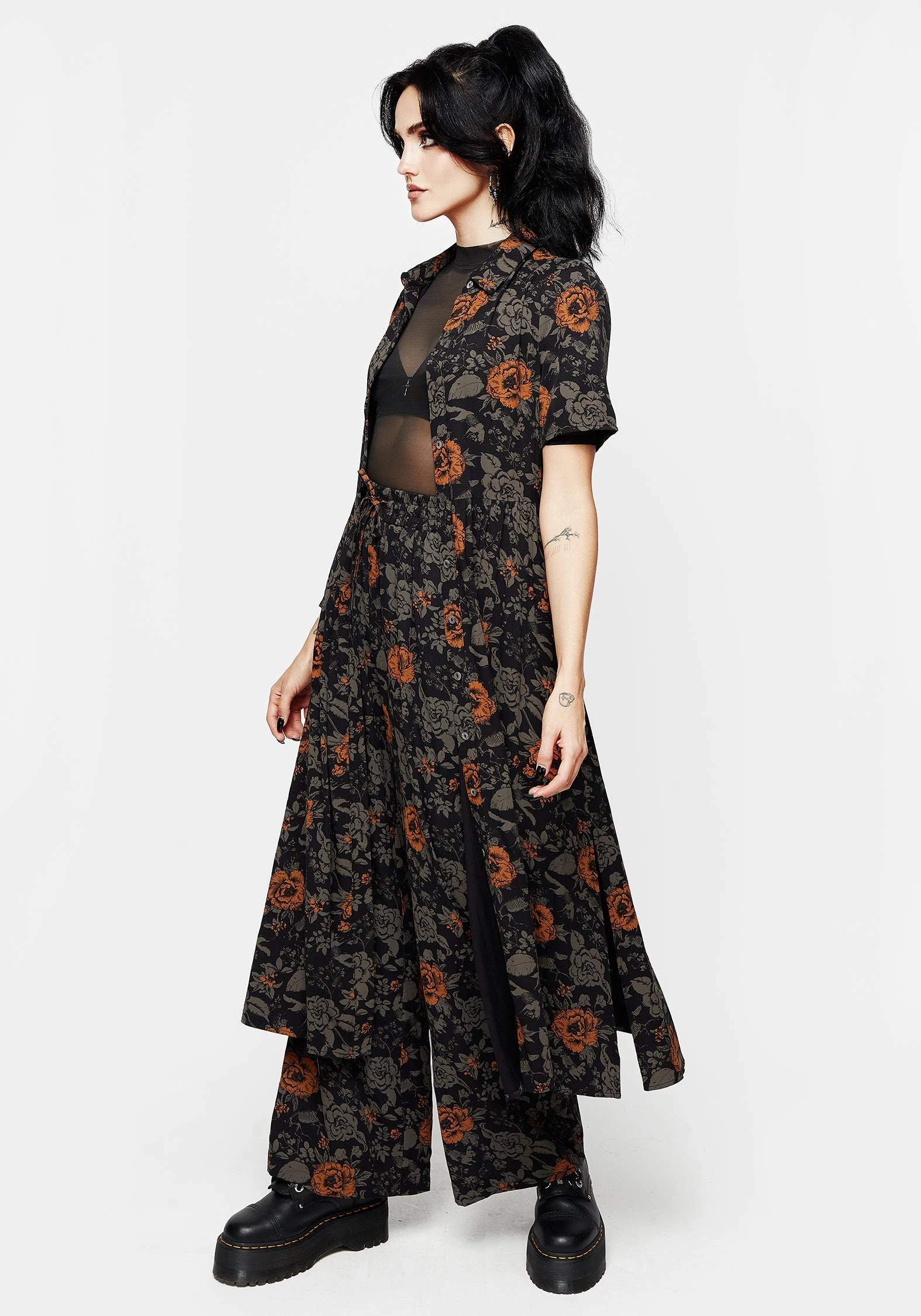 Mortify Floral Print Wide Leg Trousers