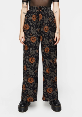 Mortify Floral Print Wide Leg Trousers Bottoms Womens - women's jeans sale