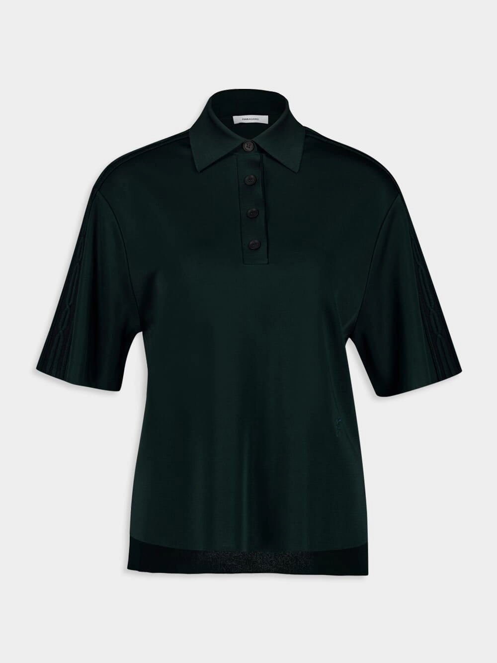 Moss Green Knitted Viscose Polo