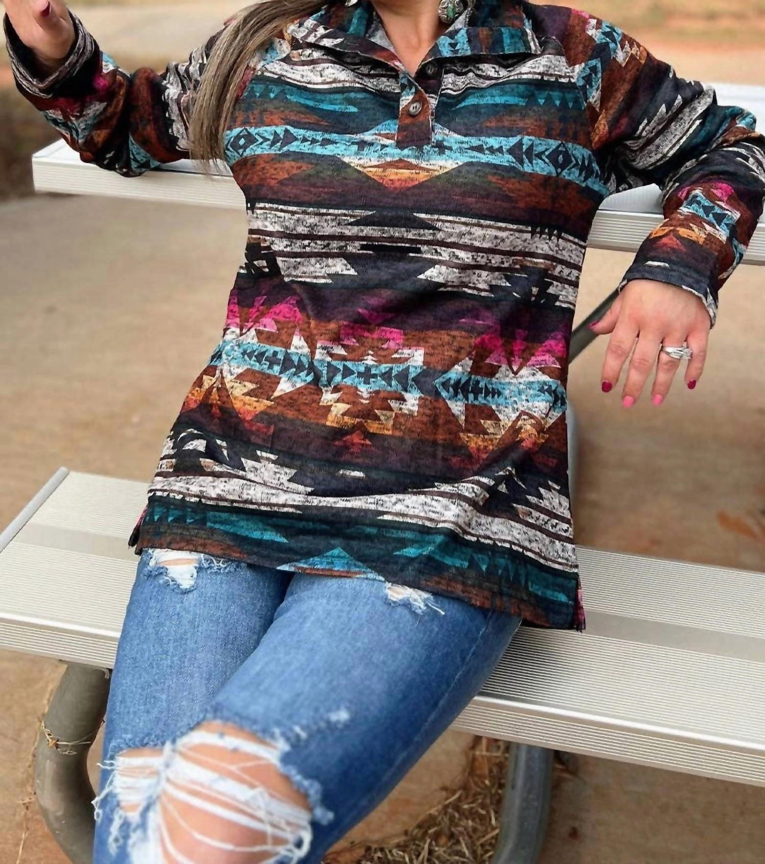 Mount Knitted Pullover Longsleeve Top In Multi