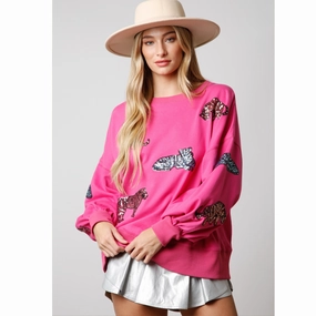 Multi Color Sequin Tiger Sweatshirt womens tank tops sale
