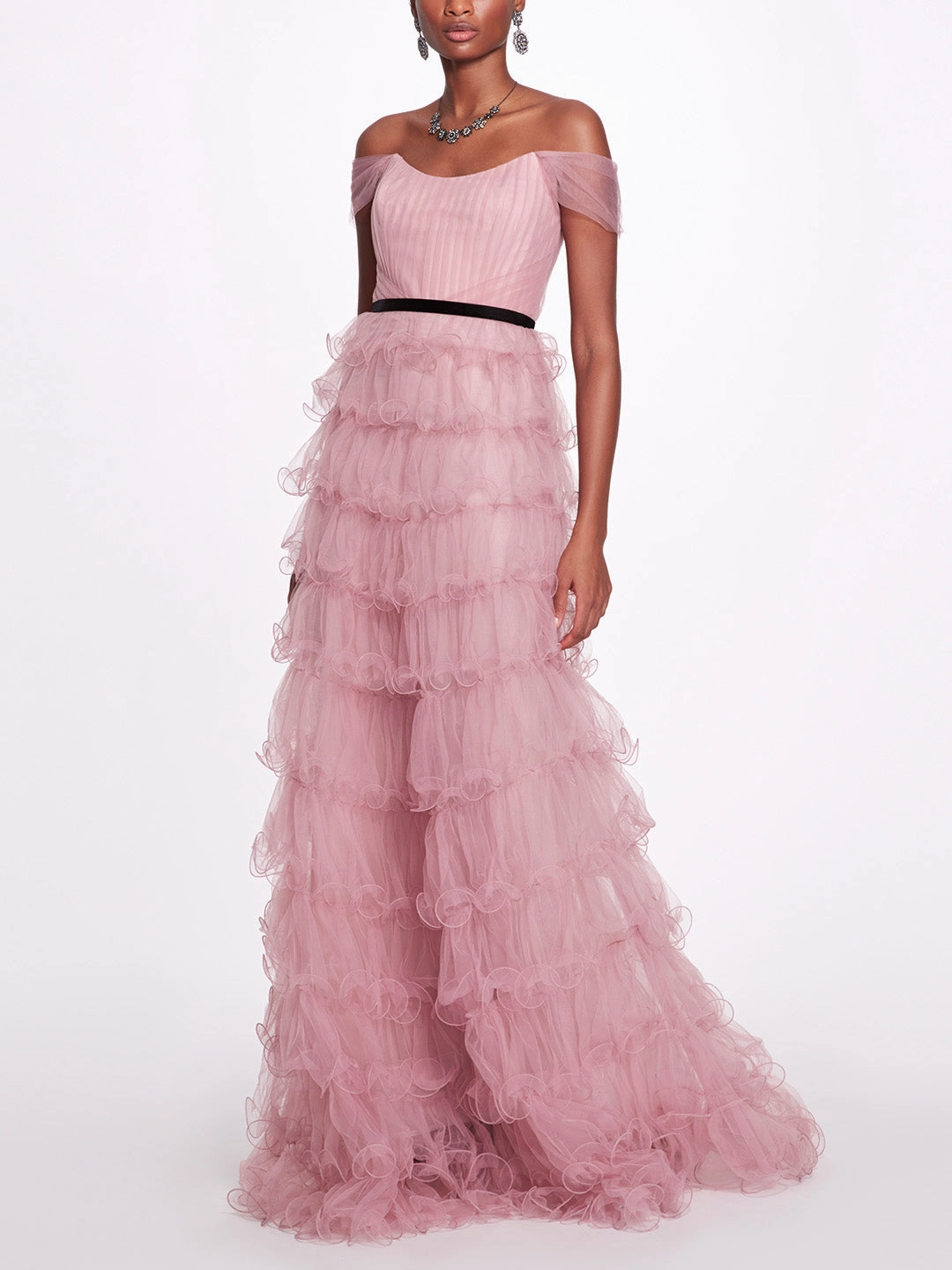 Multi-Tiered Tulle Gown