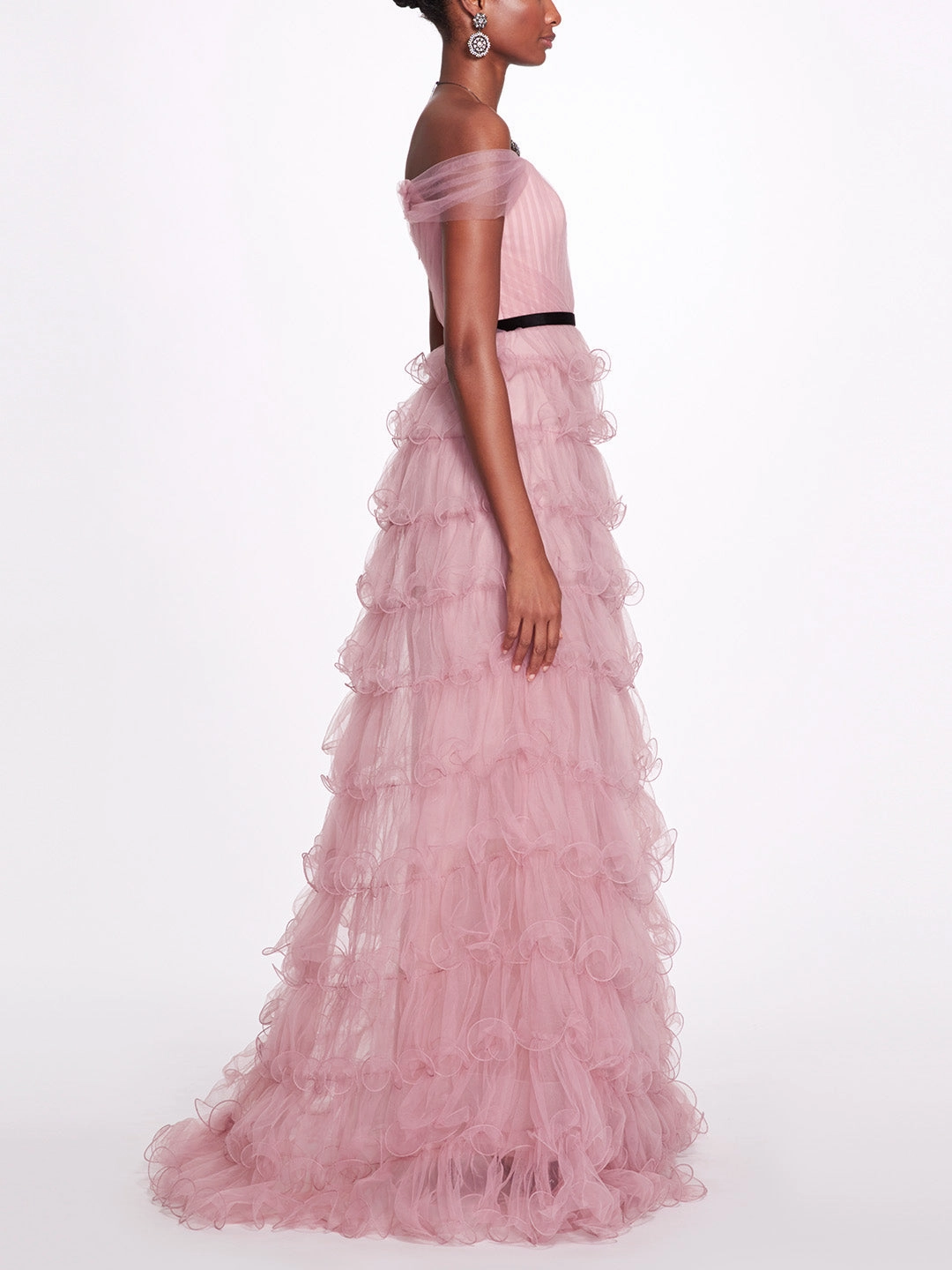 Multi-Tiered Tulle Gown