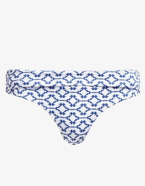 Mykonos Fold Over Bikini Pant - Blue and White Swim Womens - swimsuits outlet