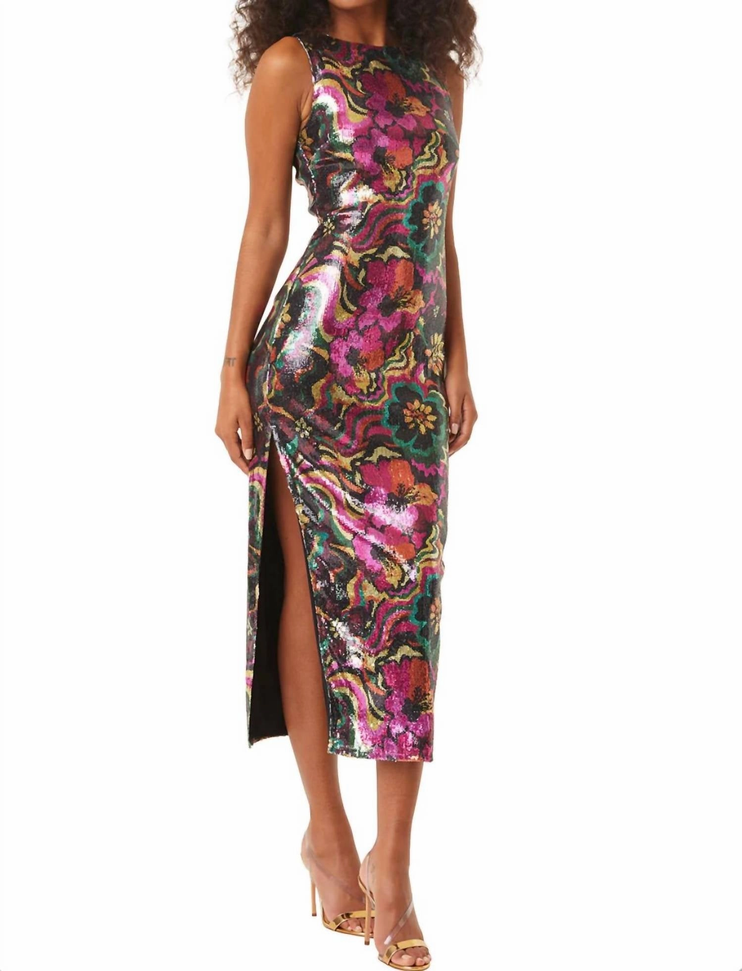 Nakia Dress In Flora Groove Sequin
