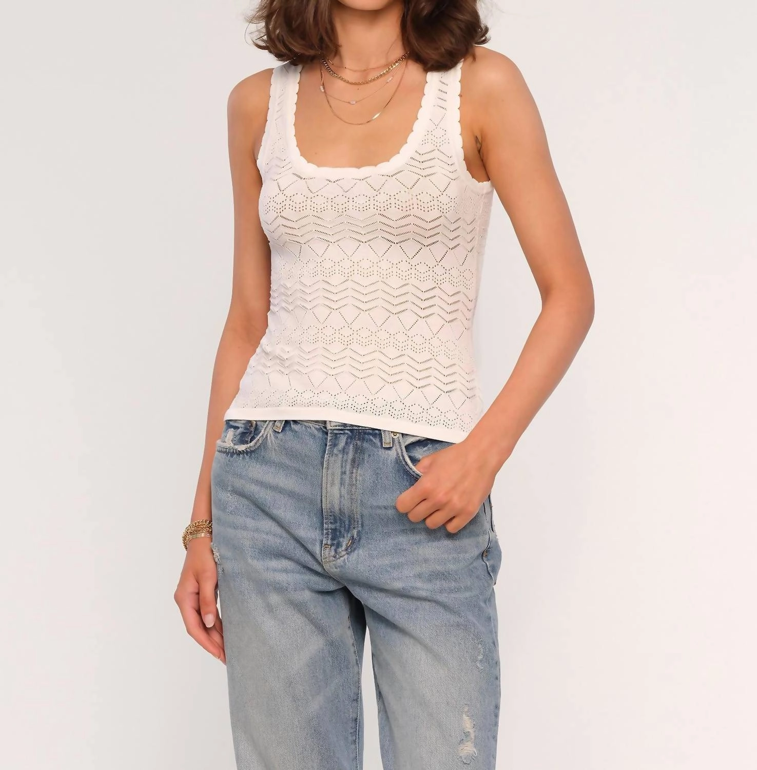 Naomi Knit Tank Top In Eggshell