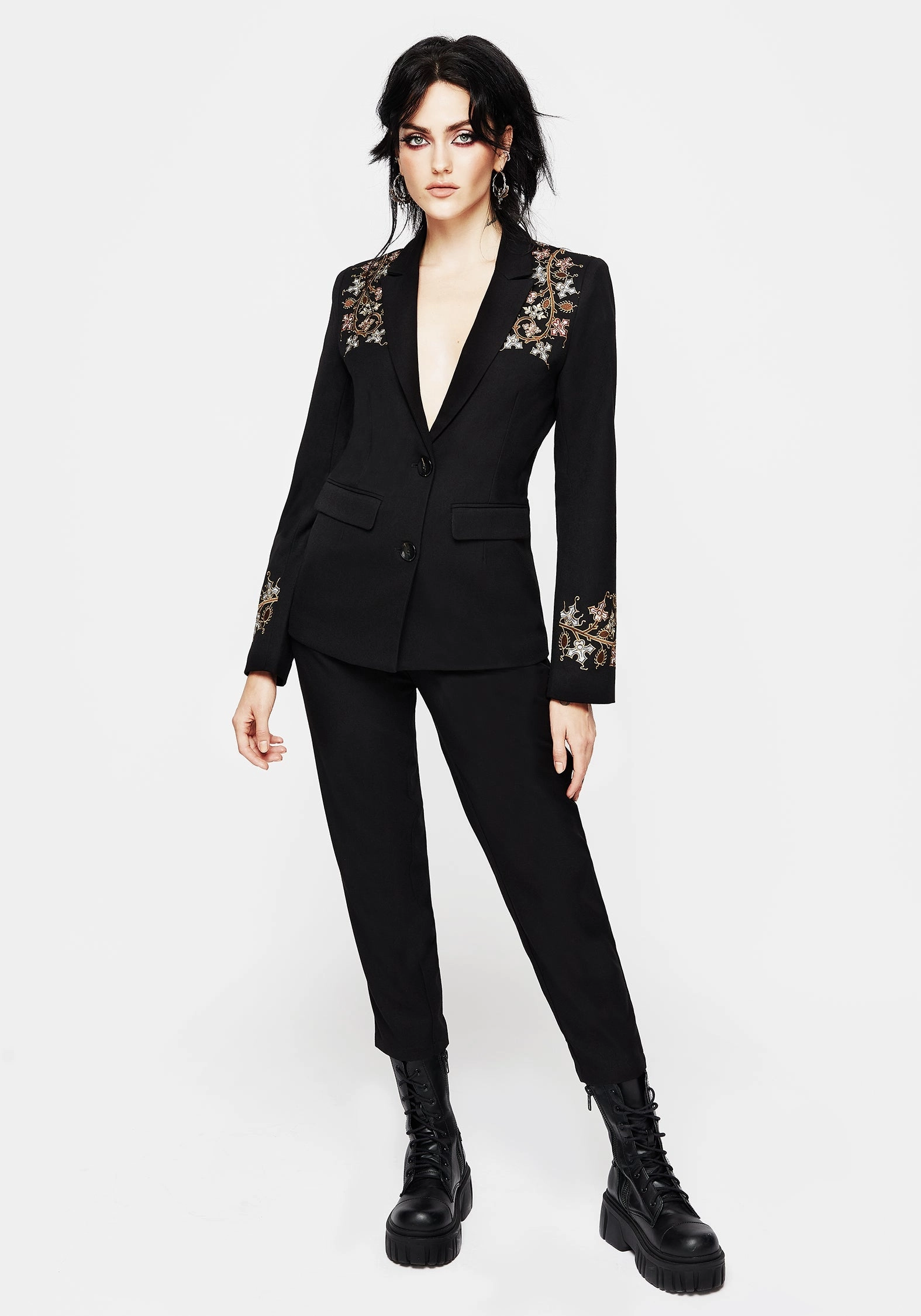 Nasturtium Floral Embroidered Tapered Trousers