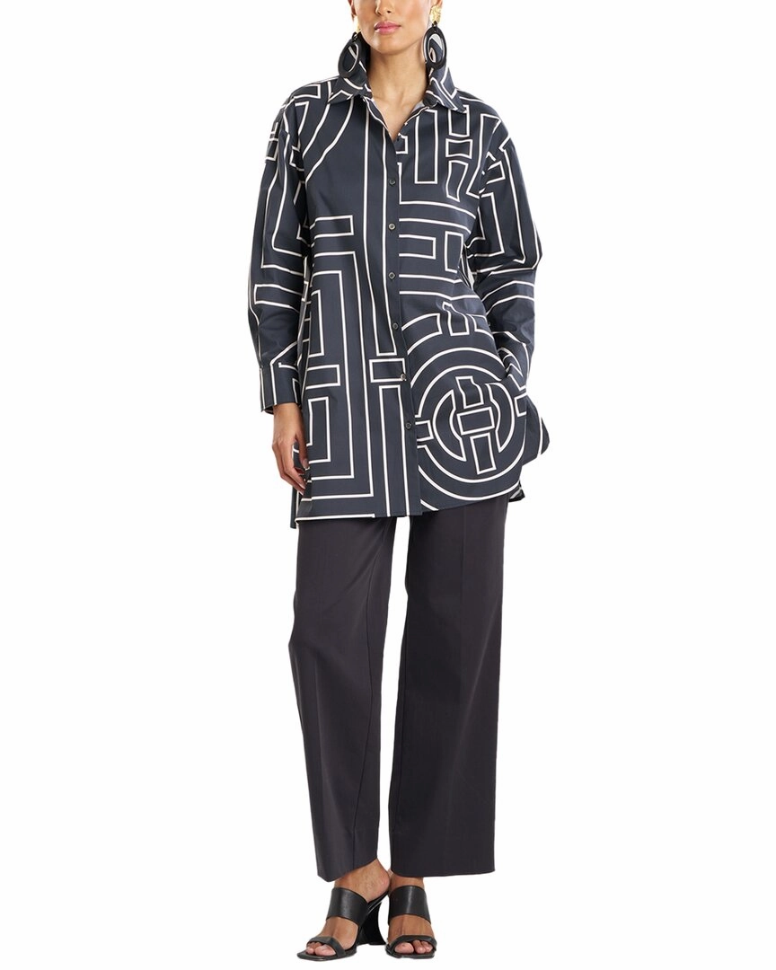 Natori Infinity Printed Cotton Poplin Oversized Shirt