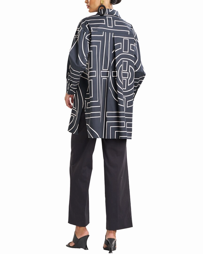 Natori Infinity Printed Cotton Poplin Oversized Shirt