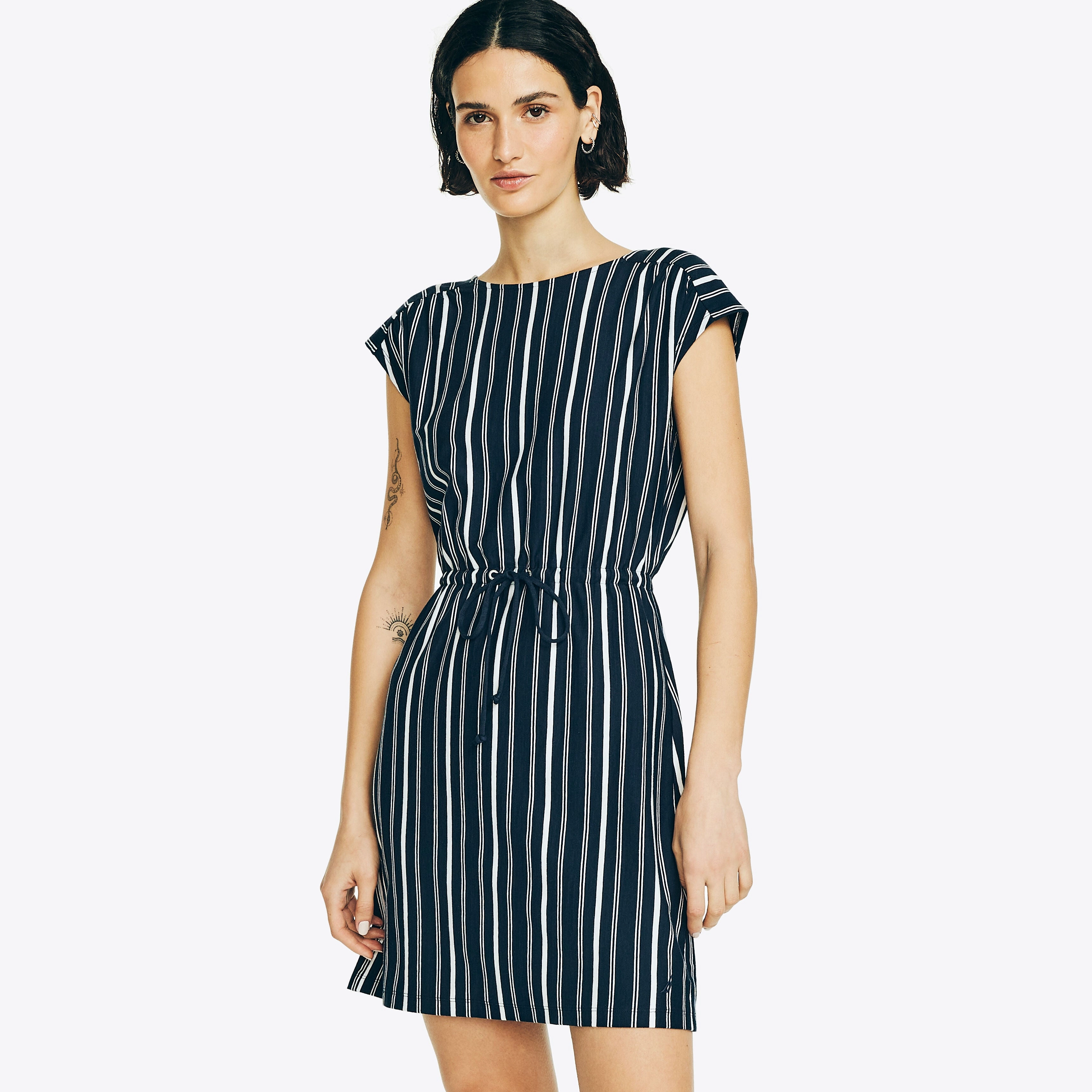 Nautica Womens Sustainably Crafted Striped Criss-Cross Dress