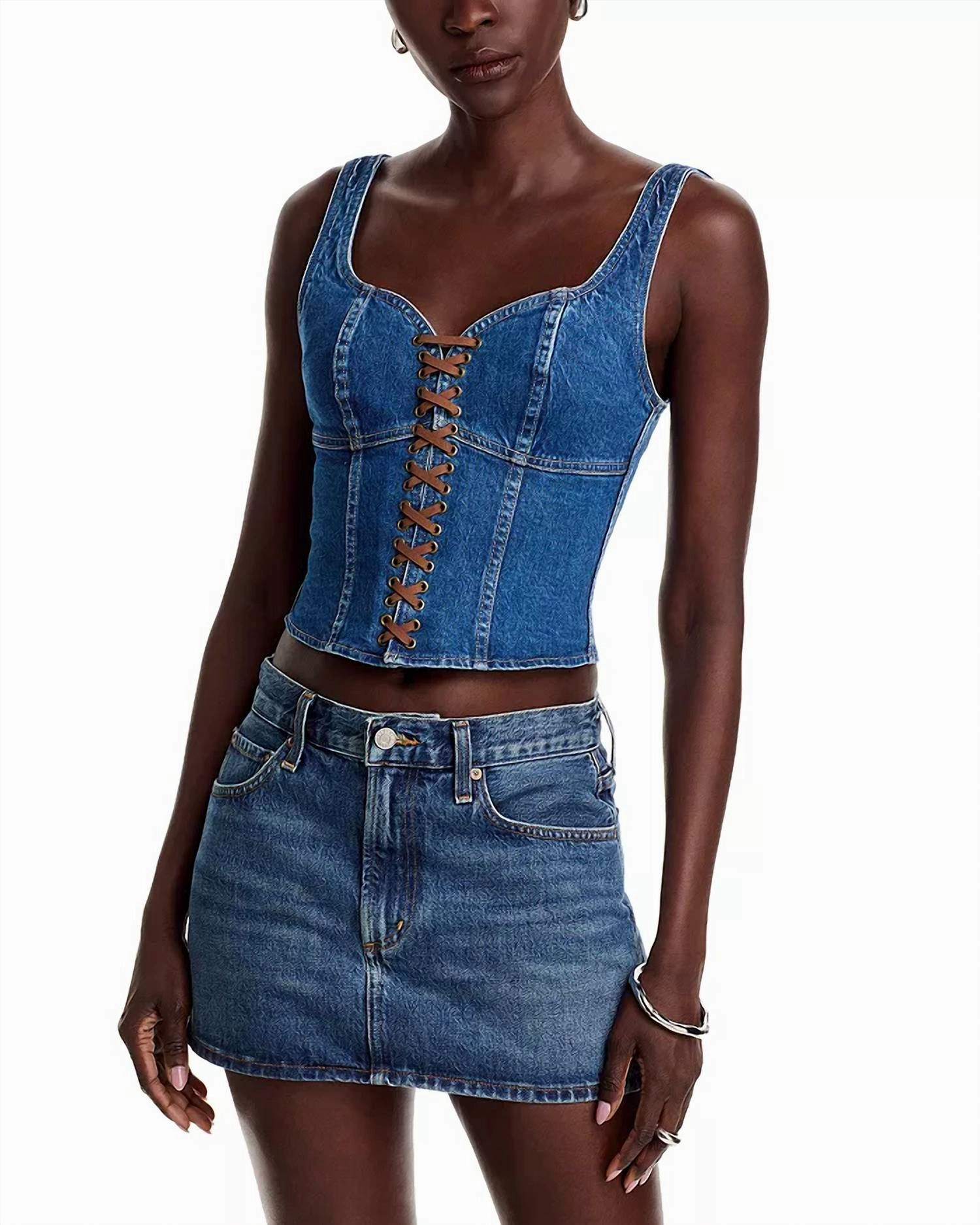 Nayeli Lace Up Corset Tank Top In Redford
