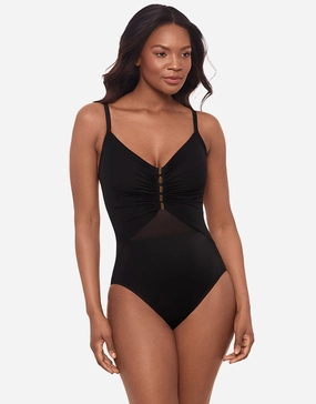 Network News Mariposa Swimsuit - Black Miraclesuit - Miraclesuit swimwear clearance