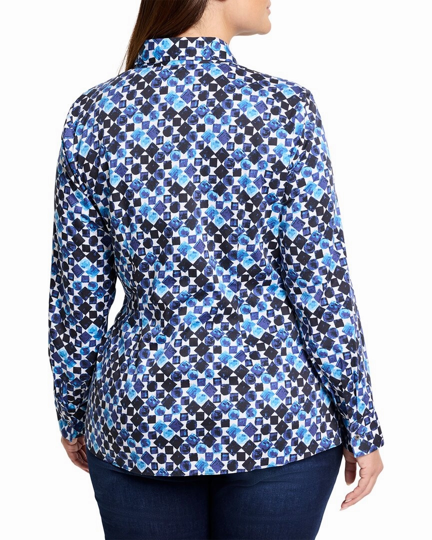 NIC   ZOE Plus Blue Baubles Side Tie Shirt