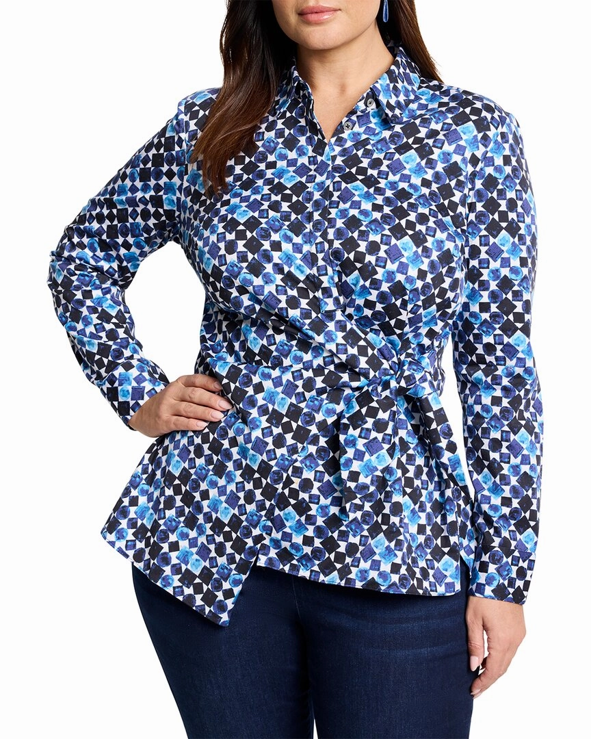 NIC   ZOE Plus Blue Baubles Side Tie Shirt