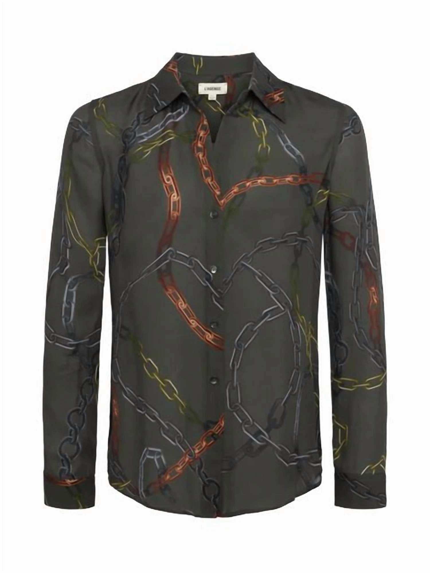 Nina Silk Blouse In Army Multi