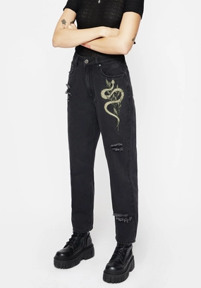 Nirah Embroidered Distressed Mom Jeans Bottoms Womens - women's jeans sale