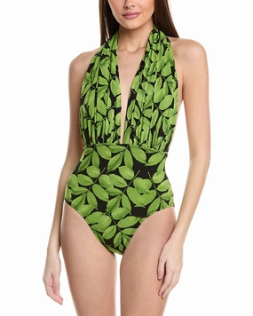 Norma Kamali Halter Low Back One-Piece Swim Womens - sustainable swimwear