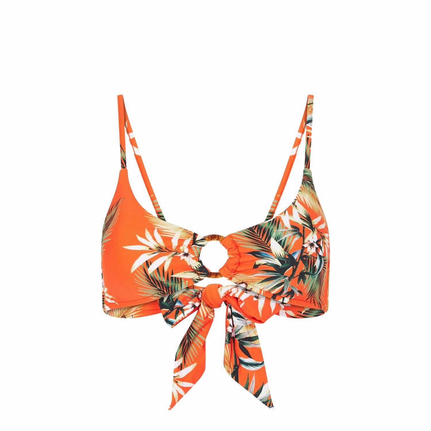 Ocean Alley Ring Front Bralette Bikini Top In Tangelo