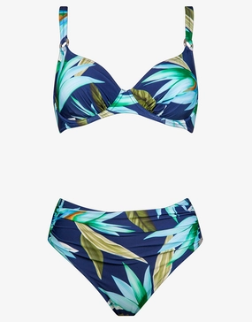 Ocean Bloom Underwired Bikini Set - Navy Aqua Swim Womens - one-pieces cheap