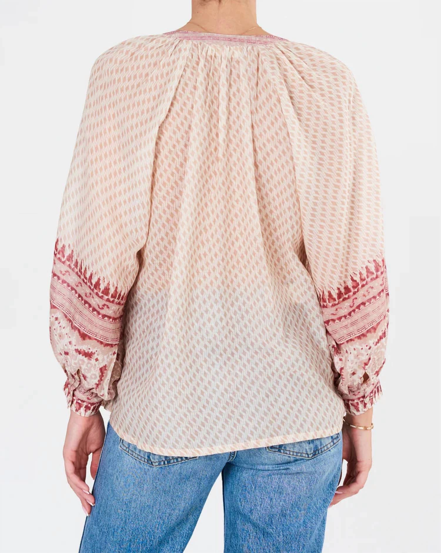 Ode Print Long Sleeve Top In Multi