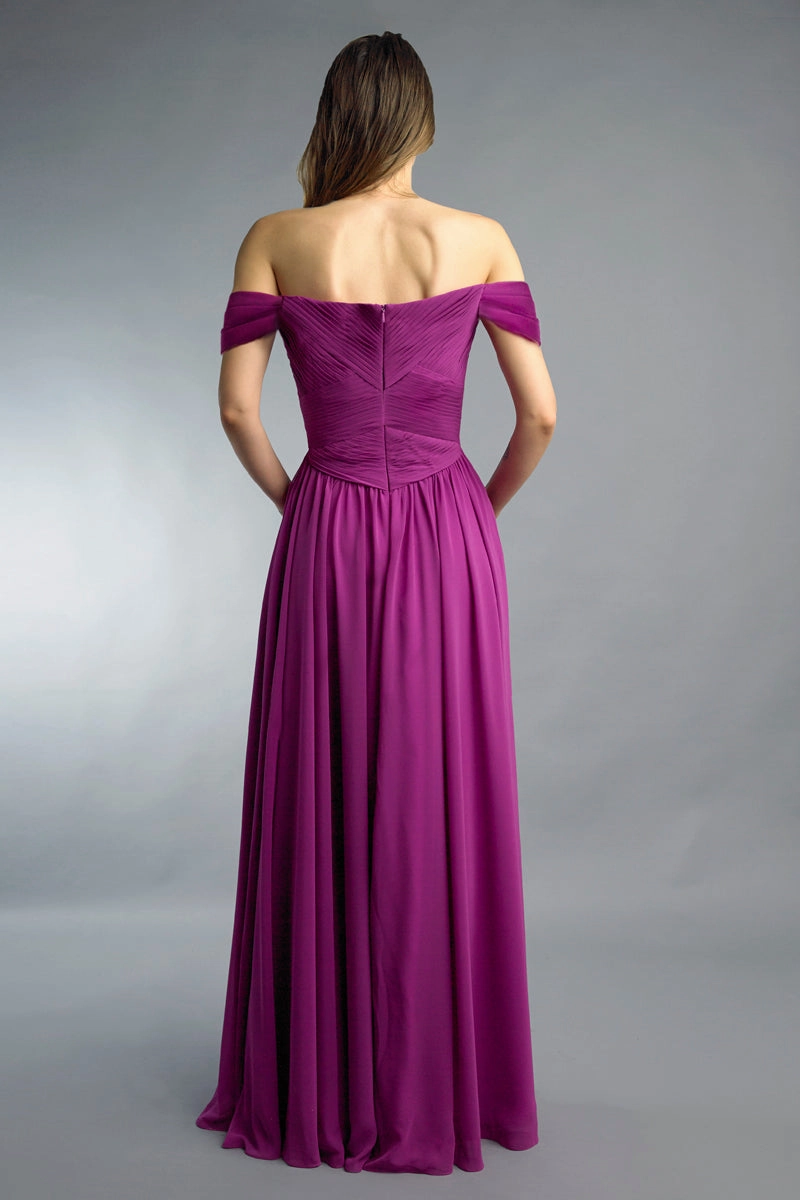 Off Shoulder Multi Pleated Gown By Basix Black Label