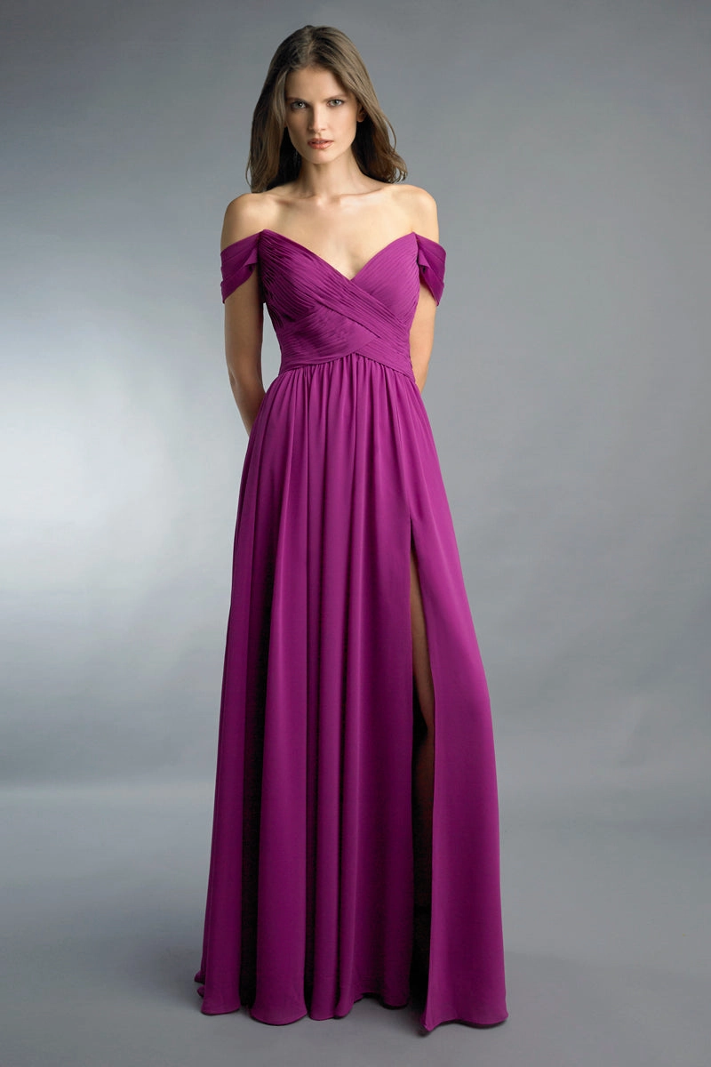 Off Shoulder Multi Pleated Gown By Basix Black Label