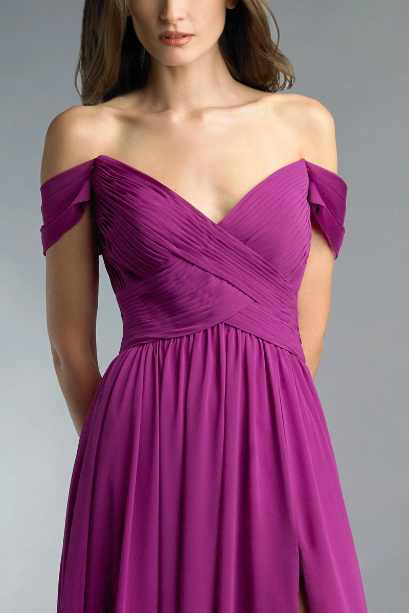 Off Shoulder Multi Pleated Gown By Basix Black Label