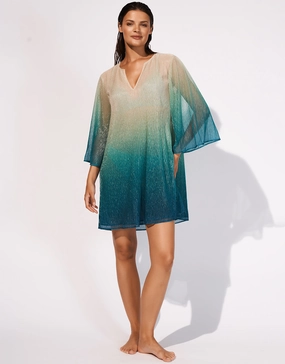 Ombre Metallic Tunic - Aqua Gradient Maryan Mehlhorn - Maryan Mehlhorn dresses