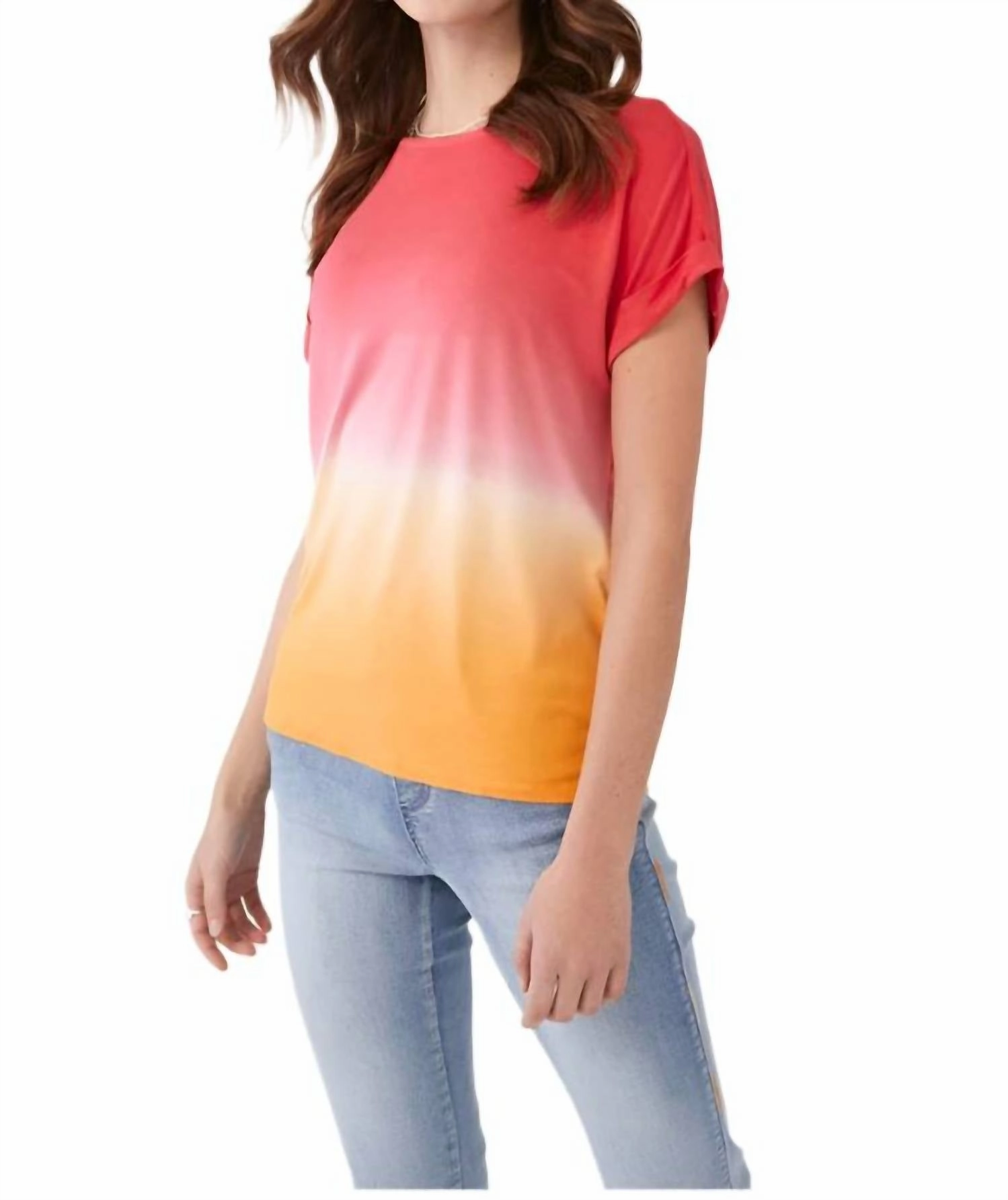 Ombre Short Sleeve Top In Multi