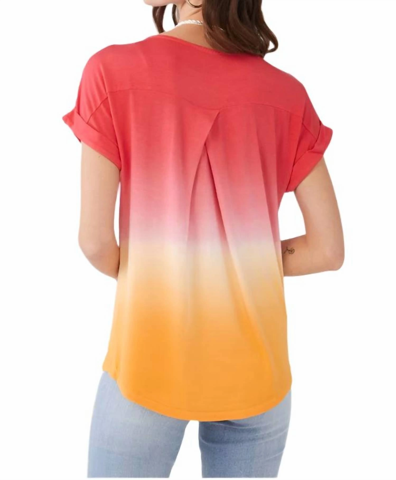 Ombre Short Sleeve Top In Multi