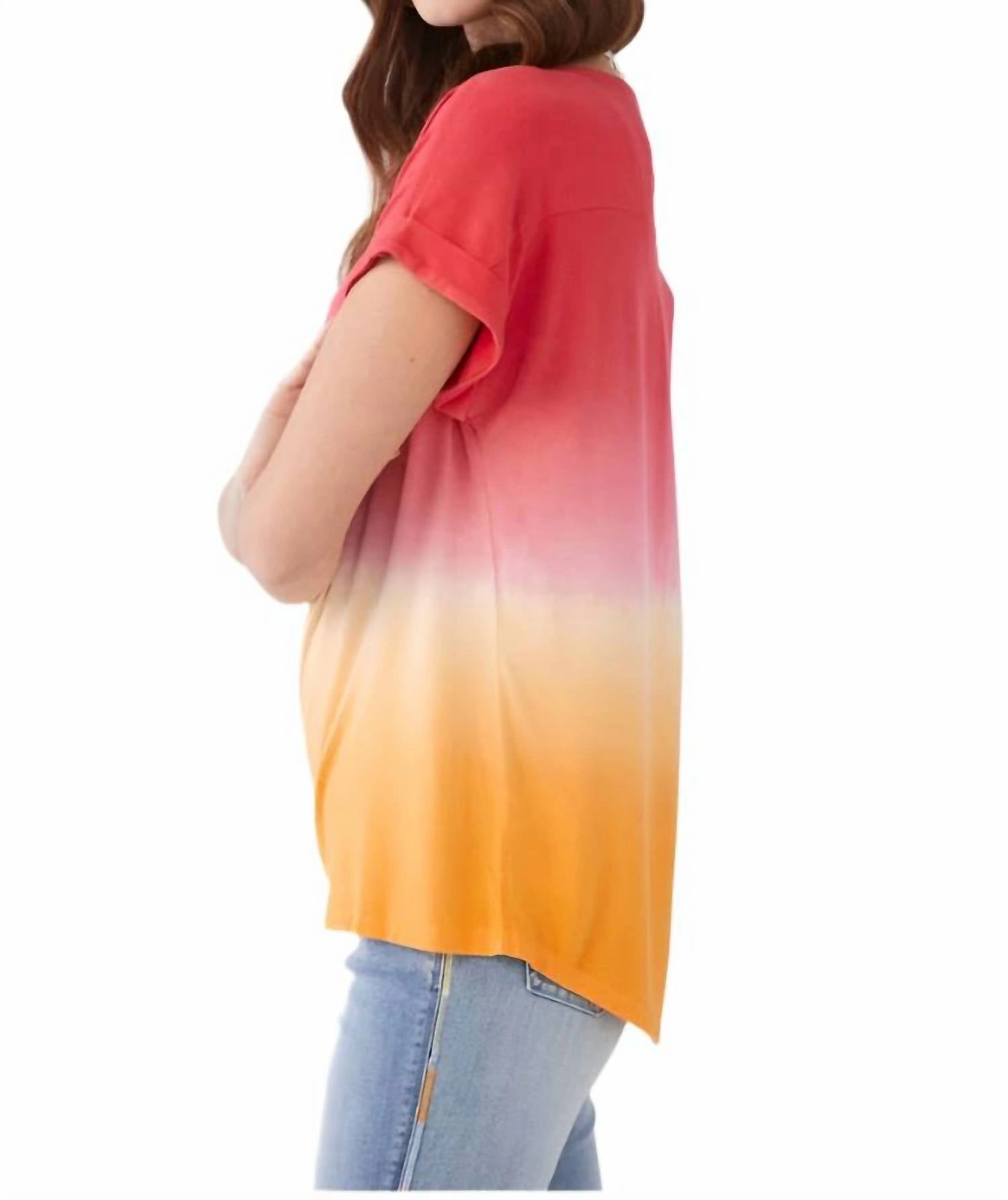 Ombre Short Sleeve Top In Multi