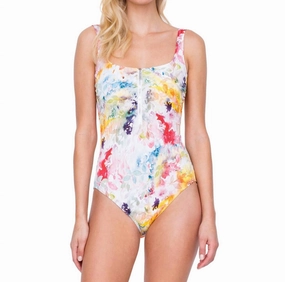 One Piece Swimsuit In Got Aquarelle Yellow Swim Womens - retro swimwear outlet