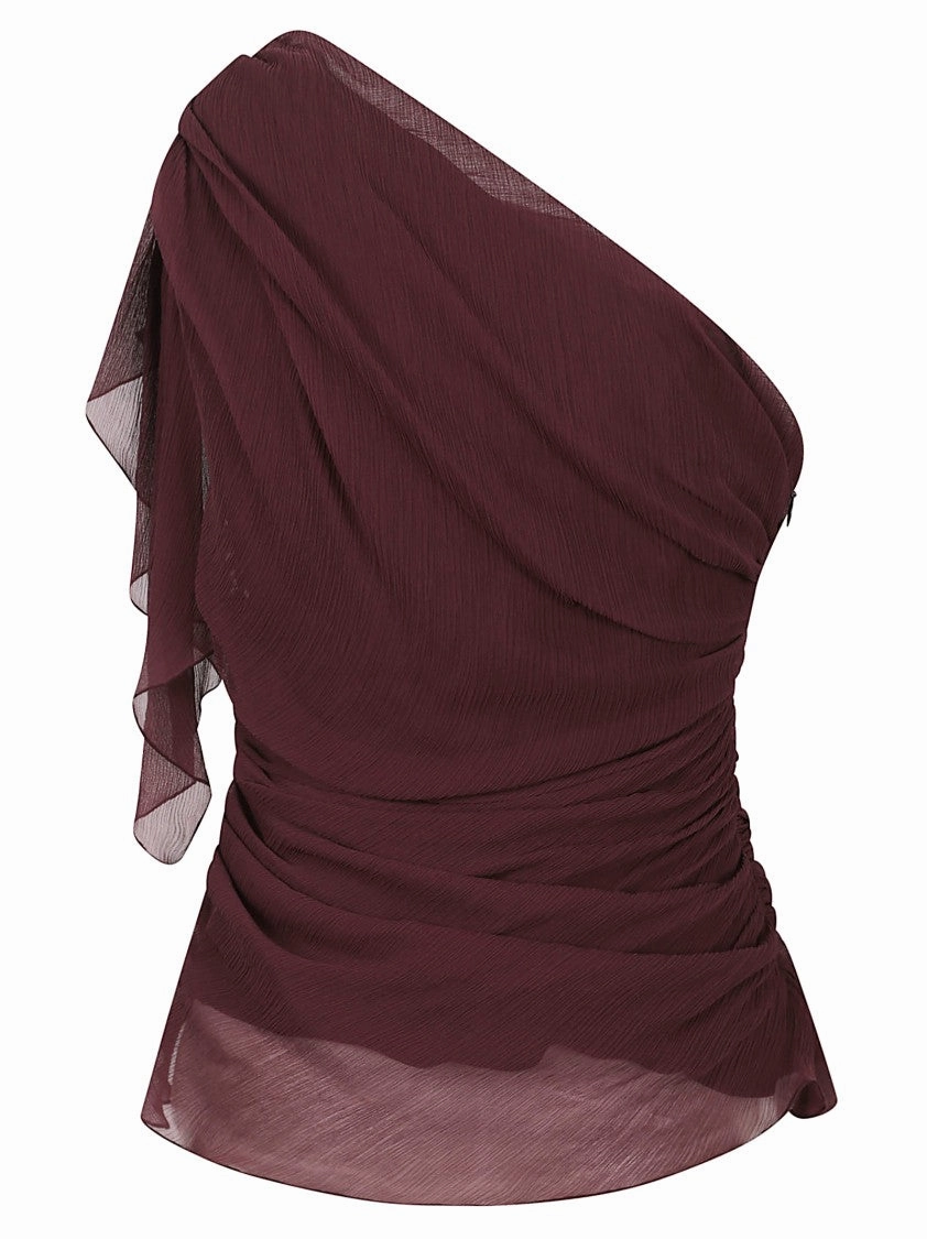 One-Shoulder Draped Top With Hidden Zip Closure
