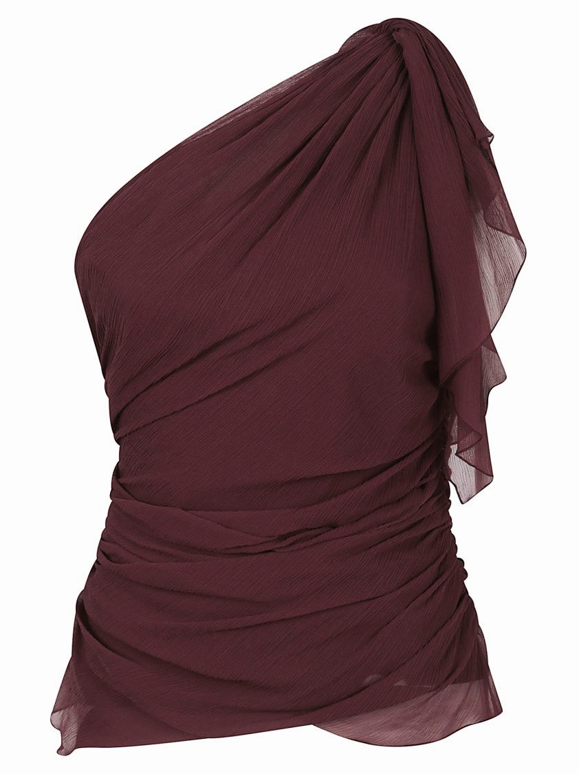 One-Shoulder Draped Top With Hidden Zip Closure