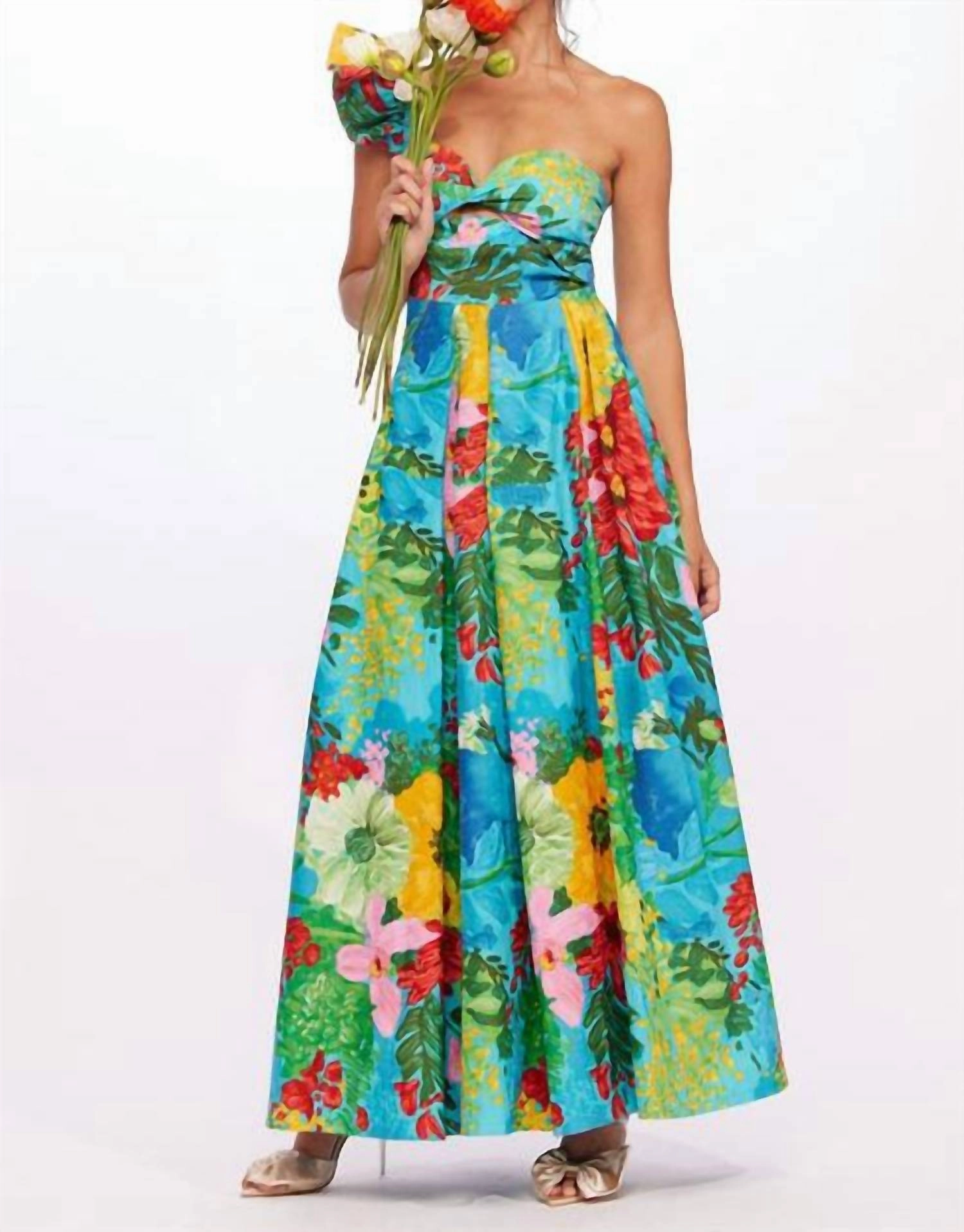 One Shoulder Pleated Dress In Matisse