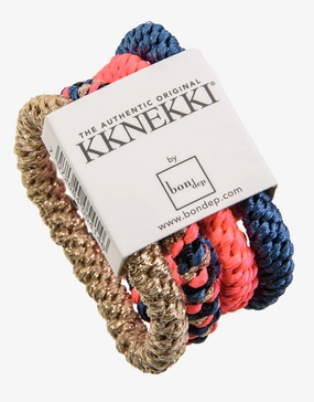 Original Hair Tie Bundle - Blue, Gold and Bright Coral Kknekki - Kknekki fashion outlet